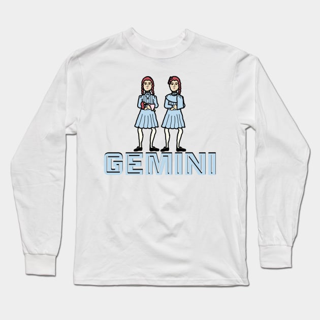 "Gemini" Shining Twins Zodiac Graphic Long Sleeve T-Shirt by LochNestFarm